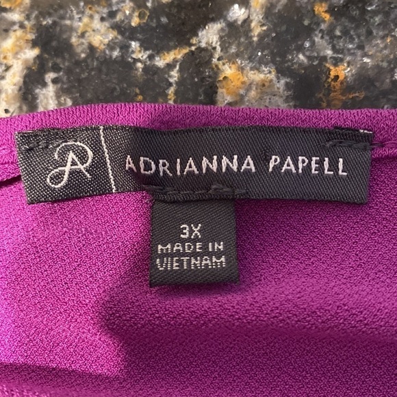 e womens Adrianna Papell solid purple 3/4 sleeve stretch plus size top 3X - Picture 4 of 5